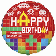 Retro Space Invaders Style Leveled Up Gaming Birthday Party Balloon
